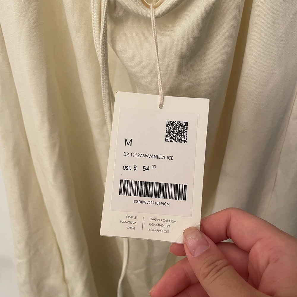 NWT OAK + FORT Mini Dress with Back Tie size Medium in White - Picture 6 of 7